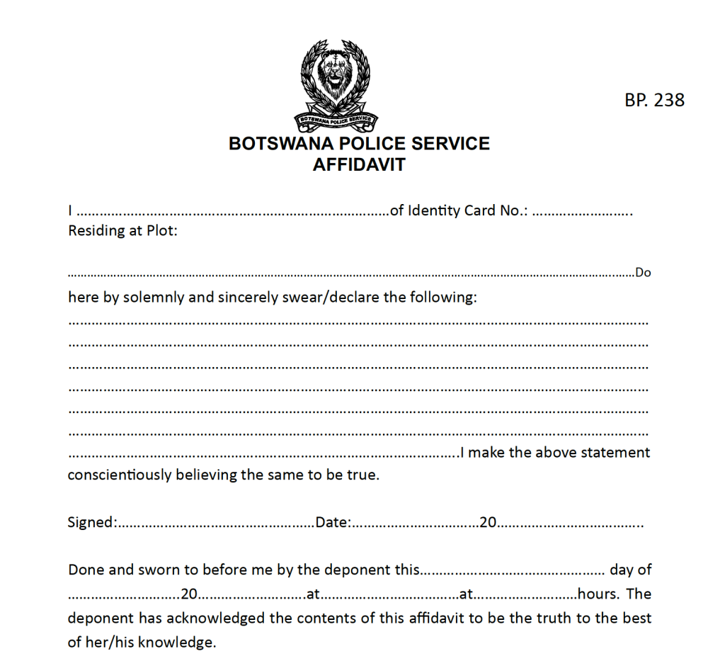 Botswana Affidavit